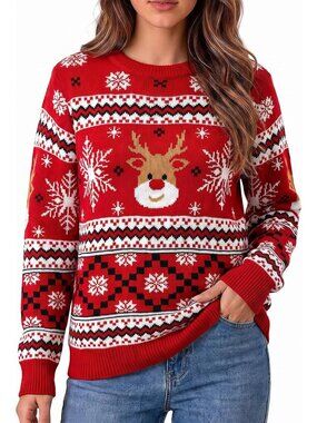 Funny Christmas Ugly Sweater for Men & Women | Snowman & Tree Design